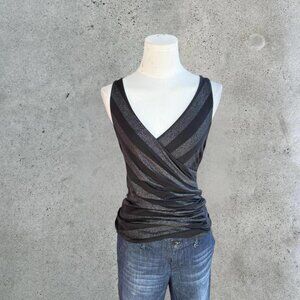 2000s black & grey striped tank top